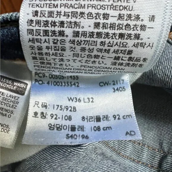 Levi's 505 Straight Leg Medium Wash 36 X 32 Denim Jeans - Picture 5 of 7